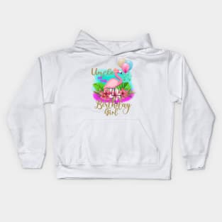 uncle of the birthday girl flamingo Kids Hoodie